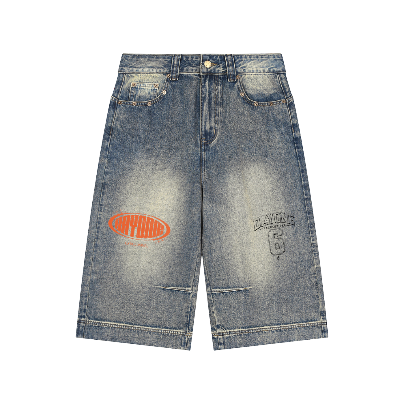 Vintage Wash Baggy Denim Shorts
