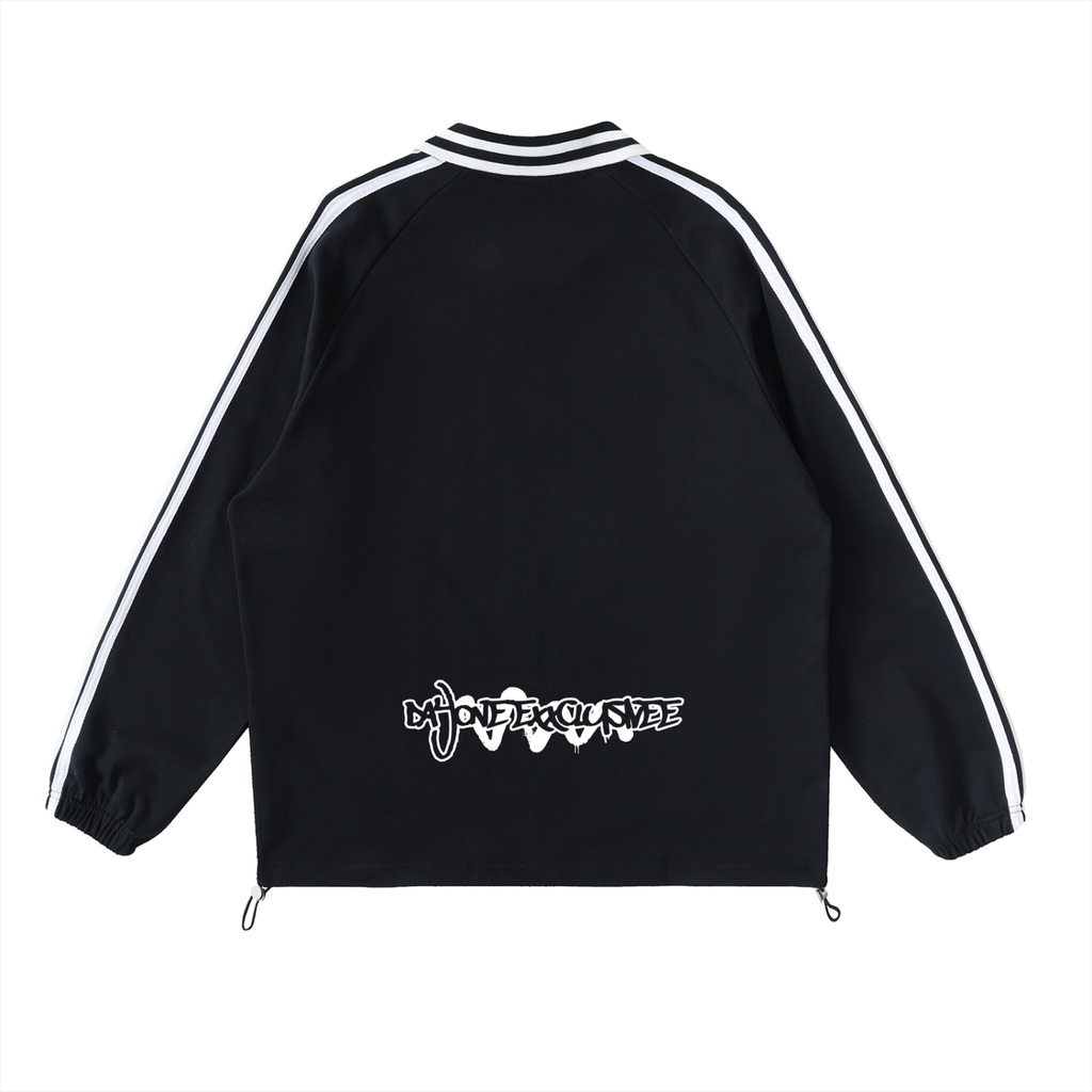Contrast Striped Lapel Collar Sweatshirt
