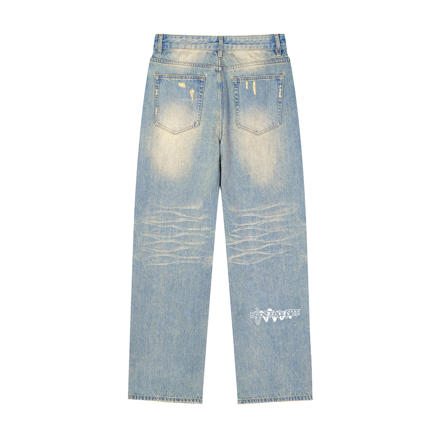 Sun Fade Raw Hem Denim Jeans